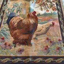 French Country Rooster & Hen Tapestry Wall Hanging 3' x 3.5' — listing 3