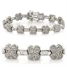 Sterling Silver 925 Pavé CZ Five-Petal Flower Bracelet — listing 6