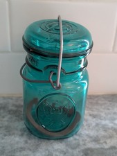 Ball Bicentennial Blue Glass Bail-Wire Canning Jar with Embossed Eagle Seal (1776-1976)