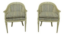 Louis XVI Style Painted & Caned Side Chair with Carved Crest — listing 4