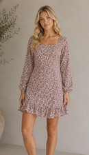 Lulus Floral Tapestry Mini Dress with Red Lace Tie Straps — listing 3