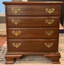 Traditional Cherry-Finish 3-Drawer Nightstand with Rope-Twist Columns and Ring Pulls — listing 5