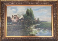 Original Oil Still Life Painting with Religious Saint Statue, Fruit, Roses, and Copper Kettle — listing 5