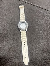 Geneva Large Face Chevron Dial Rhinestone Bezel Quartz Watch, Dark Gray Silicone Strap — listing 5