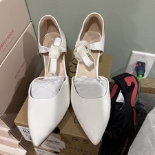 Coutgo Beige Pointed-Toe Ankle-Strap D'Orsay Pumps, Size 10 — listing 2