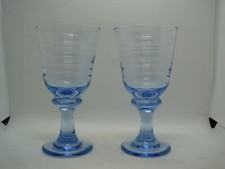 Set of 8 Vintage Light Blue Ribbed Wine Goblets — listing 5