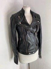 Gestuz Leather Café Racer Moto Jacket with Red & White Racing Stripes — listing 5