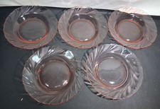 Vereco France Rose Pink Swirl Glass Bowl, 4.5 inch