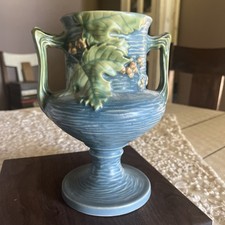 Roseville Bushberry Blue Two-Handled Vase #35-9 — listing 5
