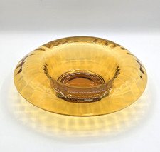 Vintage Amber Pressed Glass Oval Console Bowl with Embossed Leaf and Fruit Pattern