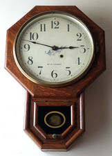 Seth Thomas Reproduction Schoolhouse Regulator Wall Clock, Black Frame