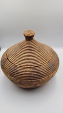 Pair of Alaskan Yup'ik/Eskimo Coiled Lidded Grass Baskets with Geometric Motifs — listing 4