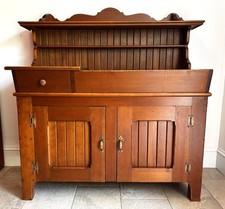 Vintage Colonial-Style Pine Dry Sink Washstand Cabinet with Backsplash Gallery — listing 5