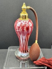 Vintage Swirl-Glass Perfume Bottle with Gold Collar, Frosted Stopper and Gold Cap — listing 6
