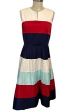 Sleeveless Fit-and-Flare Dress with Red Bodice and Red/White Striped Skirt — listing 2