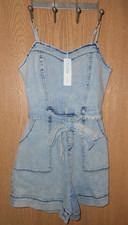 Vintage Denim Strapless Romper with Fold-Over Bodice and Cargo Pockets — listing 3
