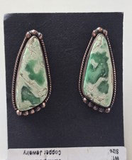 Green Copper Turquoise Oval Cabochon Pendant in Silver-Tone Bezel Setting
