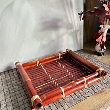 Vintage Wood TV Tray Table Set of 4 with Rolling Stand, Rustic Barn Landscape Print, listing 5