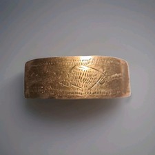 Vintage Engraved Metal Wide Cuff Bracelet with Geometric Panel Motifs — listing 3