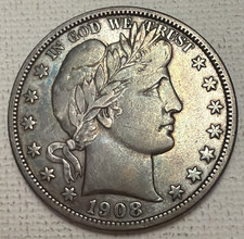 1908 Barber Silver Half Dollar (Liberty Head), 90% Silver — listing 6