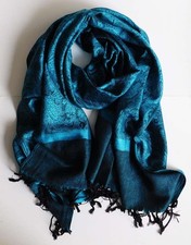 Reversible Paisley Jacquard Pashmina Shawl with Fringe, Brown/Tan/Cream, listing 5
