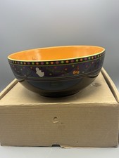Halloween "BOO" Ceramic Bowl - Black Exterior with Orange Interior Rae Dunn / Magenta — listing 3