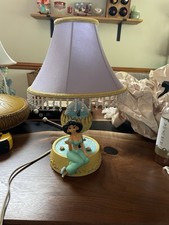 Disney Princess Jasmine Figural Table Lamp with Teal Peacock Shade