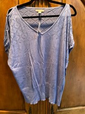 New York & Company Women's Periwinkle Blue Scoop-Neck Blouse, Size Large — listing 2