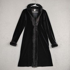 Black Crushed Velvet Open-Front Duster Jacket / Cardigan