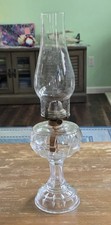 Antique EAPG Pressed Glass Kerosene Oil Lamp with Swirl Base and Chimney — listing 5
