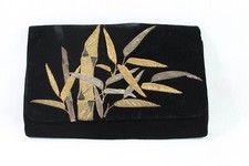 embroidered evening clutch Black Taffeta Evening Clutch Bag with Cross-Stitch Embroidered 'LOVE' Design — listing 4