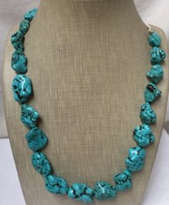 Southwestern Turquoise Nugget Bead Necklace with Silver Accents — listing 2