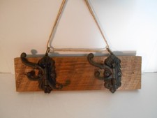 Rustic Reclaimed Barnwood Chalkboard Coat Rack with Double Hooks and Shelf — listing 3