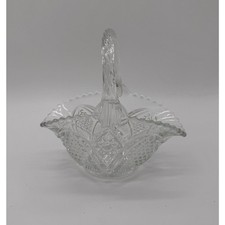 Vintage EAPG Pressed Glass Covered Wedding Box Compote with Gold Trim — listing 3