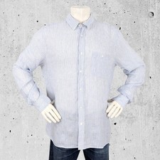 Guideboat Co. Twill Shirting Blue & White Striped Long-Sleeve Dress Shirt, Italian Fabric Small — listing 6