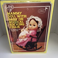 Vintage Painted Bisque/Composition Black Mammy Character Doll in Floral Dress and Apron — listing 2