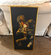 Framed Reproduction Print of Goya's "The Maja and the Cloaked Men" (La Maja y los Embozados) on Canvas-Texture — listing 5