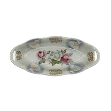 Vintage Hand-Painted Porcelain Celery Dish with Pink & Yellow Roses — listing 3