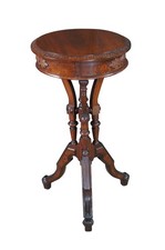 Antique Victorian Walnut Round Pedestal Parlor Table with Tripod Base — listing 6