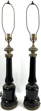Pair of Neoclassical Brass and Black Marble Ionic Column Candlesticks — listing 2