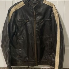 Arizona Jean Company Men's Faux Leather Bomber Jacket, Brown, Size XL