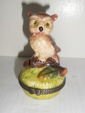 Figural Owl Porcelain Trinket Box with Gold Accents — listing 5