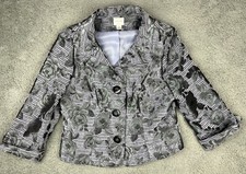 Emma James Green Paisley Print Cotton Snap-Front Jacket, Size L — listing 3