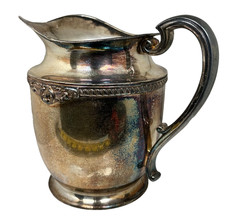 Vintage Silver-Plated Footed Water Pitcher with Ribbed Lower Body and Scroll Handle — listing 4