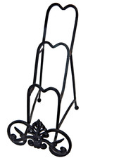 Pair of Wrought Iron Scroll Base Display Easels / Plate Stands — listing 2