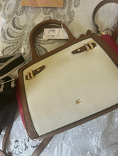 Vintage Liz Claiborne Dark Green Faux Leather Dome Satchel Handbag with Brown Trim, 12 x 9.5 in, listing 6