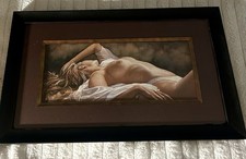Steve Hanks Framed Watercolor Print of Woman in White Slip Dress — listing 2