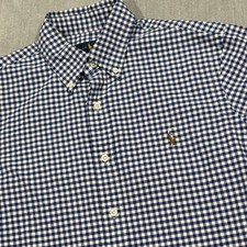 Polo Ralph Lauren Men's Blue Gingham Check Button-Down Shirt Size M — listing 3