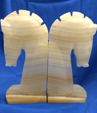 Vintage Carved Onyx Stone Bookends, Pair — listing 4
