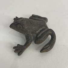 Cast Metal Figural Garden Frog Statue with Green Antiqued Finish — listing 2